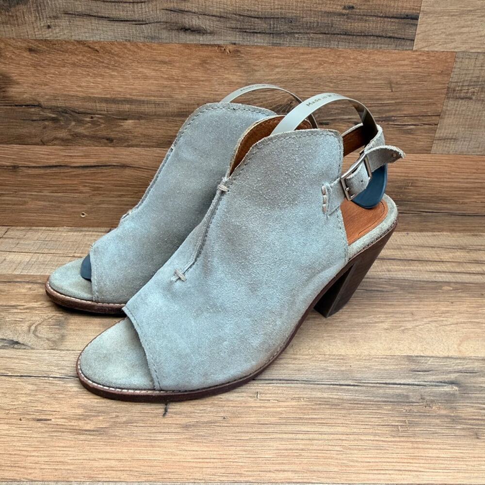Frye Carolina Ash Sling Womens Size 10M  gray  Suede Heel shoes